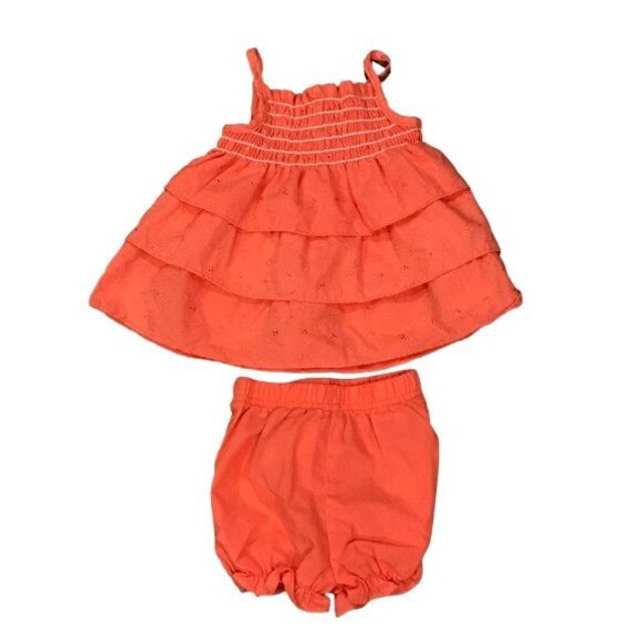 Baby Girl's 6-9 Months Sundress with Bloomers Smocking Ruffles Penelope Mack - Picture 1 of 3